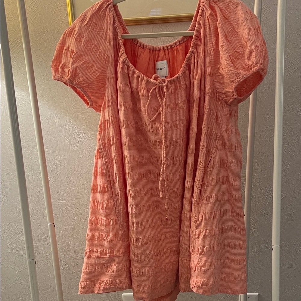 Maeve Coral gingham dress from Anthropologie